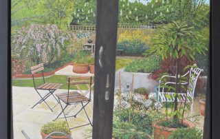 painting of patio and garden