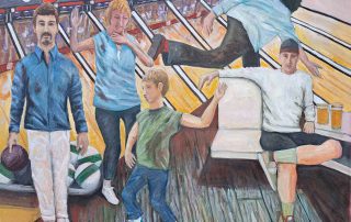 people bowling oil painting