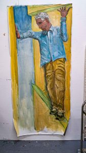 large selfie oil painting