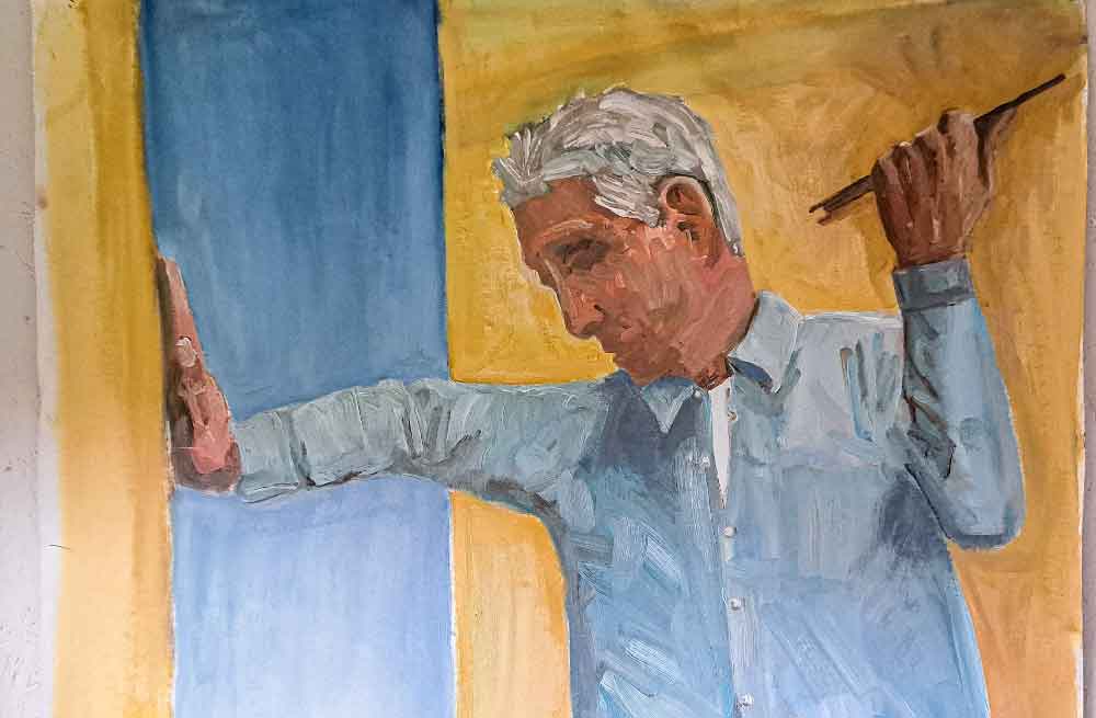 large selfie hands painting
