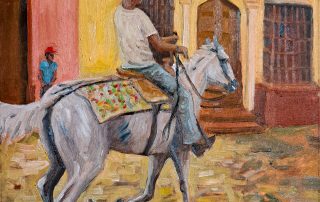 painting of Cuban horse and rider