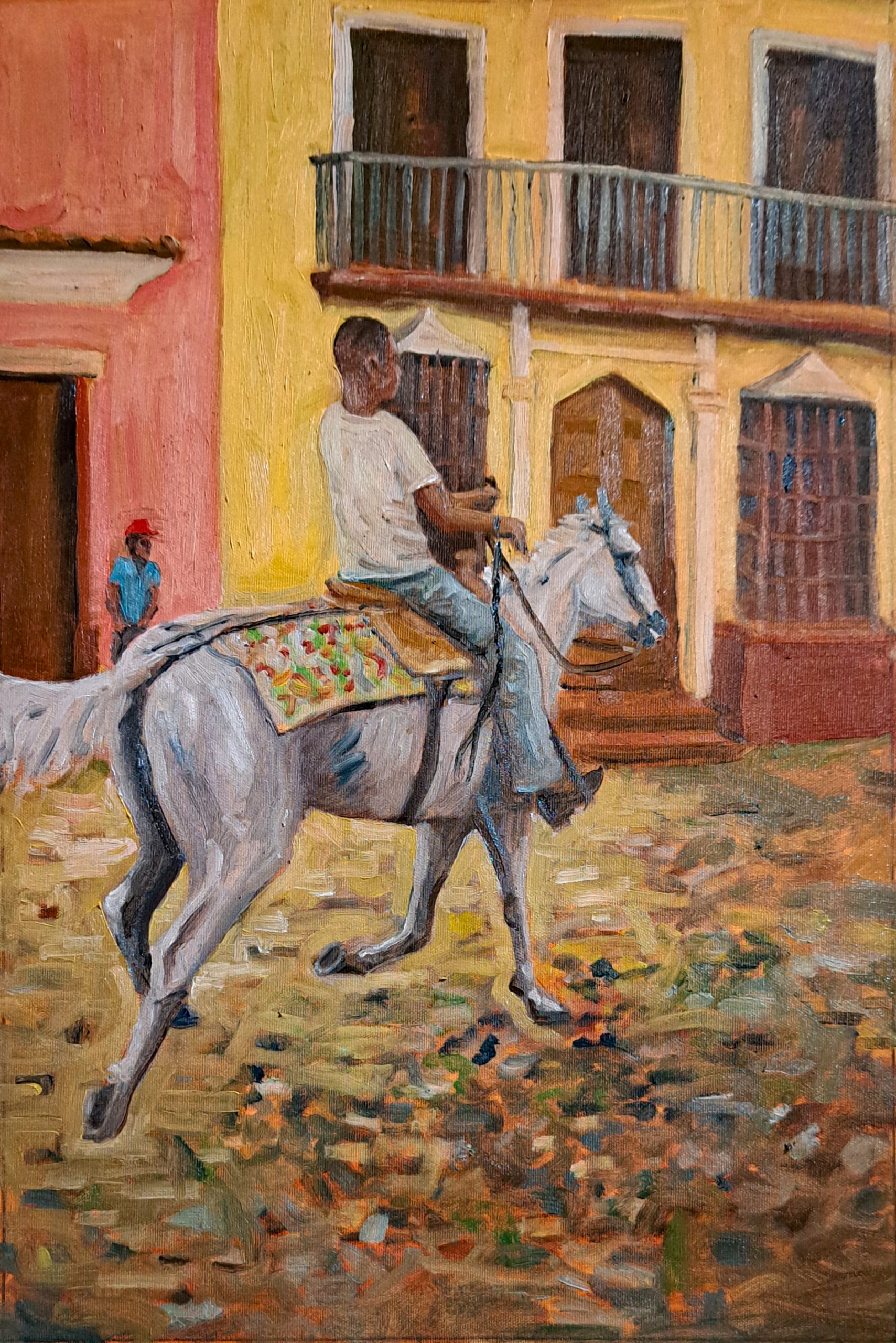 painting of Cuban horse and rider