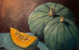 still life painting of a squash