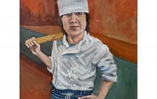 oil painting of a young chef