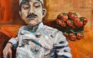 oil painting of young chef