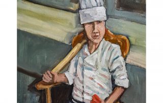 oil painting of a young chef