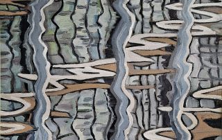 oil painting of reflections in a canal