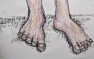 chalk drawing of feet