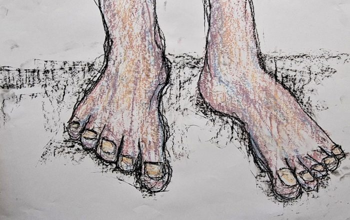 chalk drawing of feet