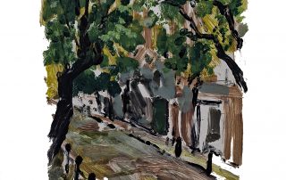 street scene oil monoprint