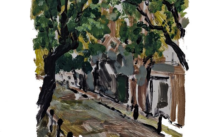 street scene oil monoprint