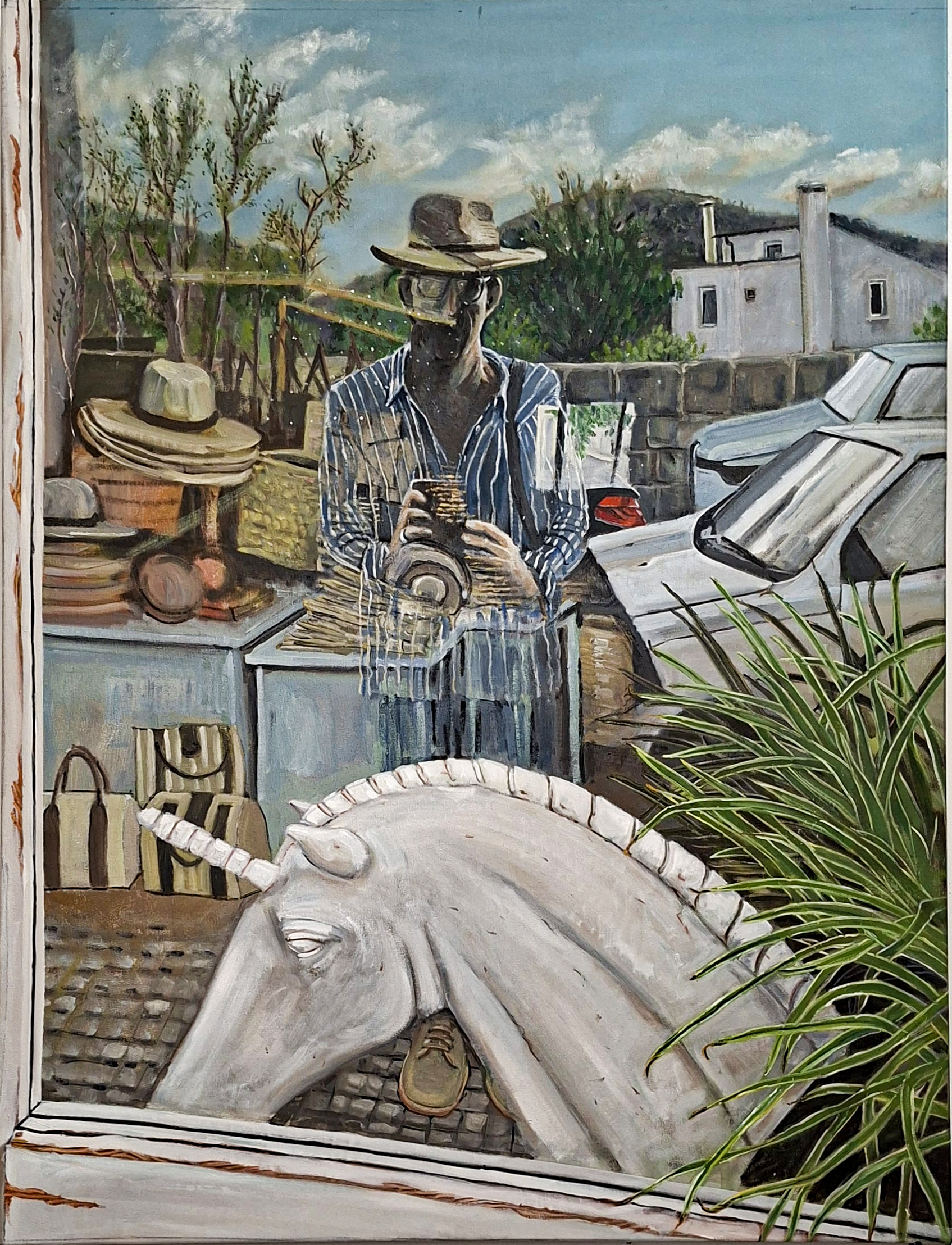 Reflection and unicorn oil painting