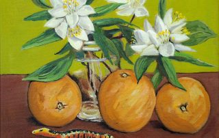 oil painting of flowers and orange
