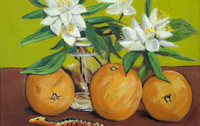oil painting of flowers and orange