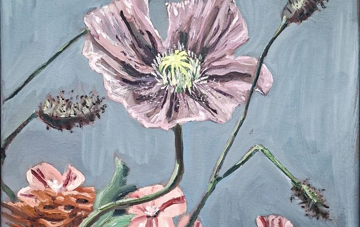 oil painting of mauve poppy