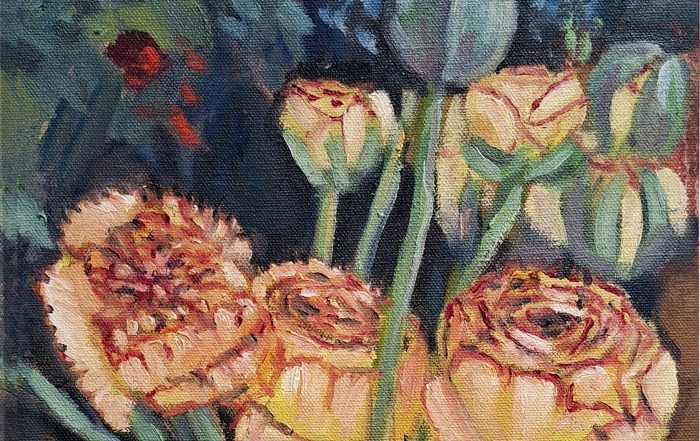 oil painting of ranunculus flowers