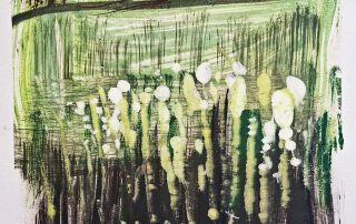 monoprint on paper of sunlit grass