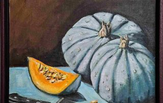 still life-squash and knife oil painting framed